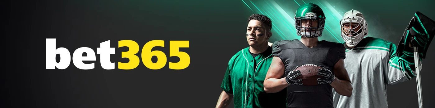 Bet365 Sportsbook desktop banner featuring professional American sports players