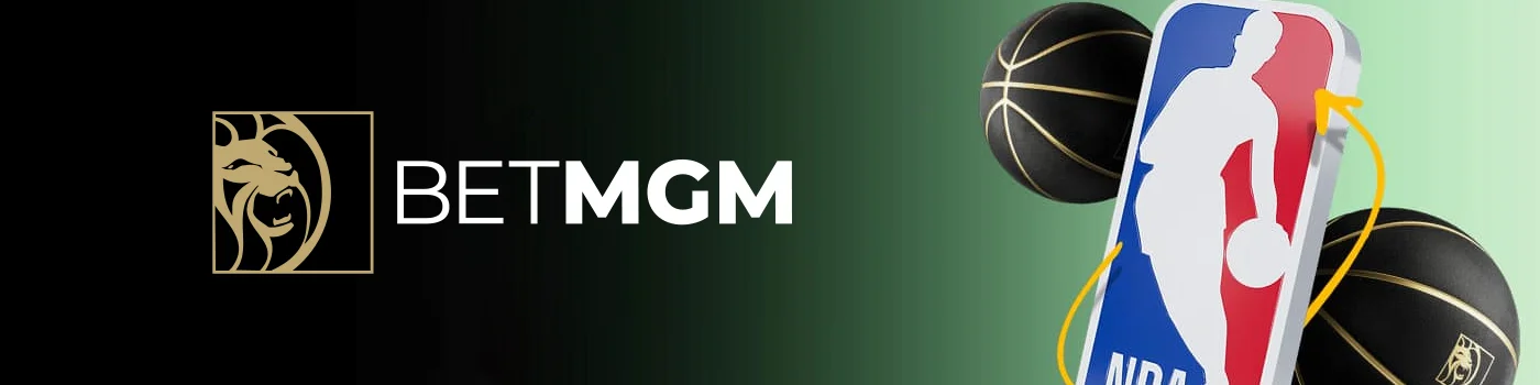 BetMGM and NBA logos, featuring basketballs, related to sports betting.