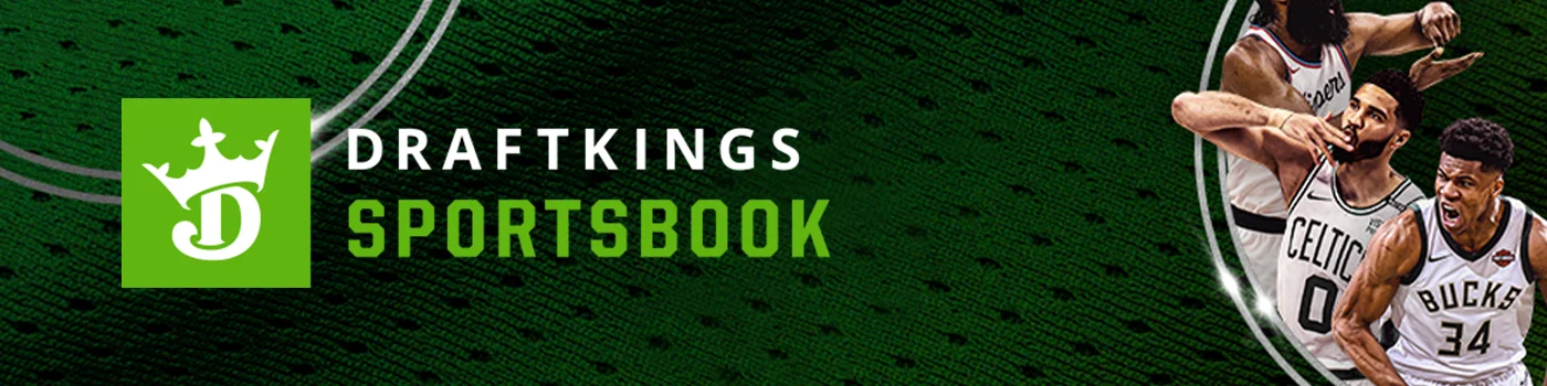 DraftKings Sportsbook logo with NBA players James Harden, Jayson Tatum, and Giannis Antetokounmpo.