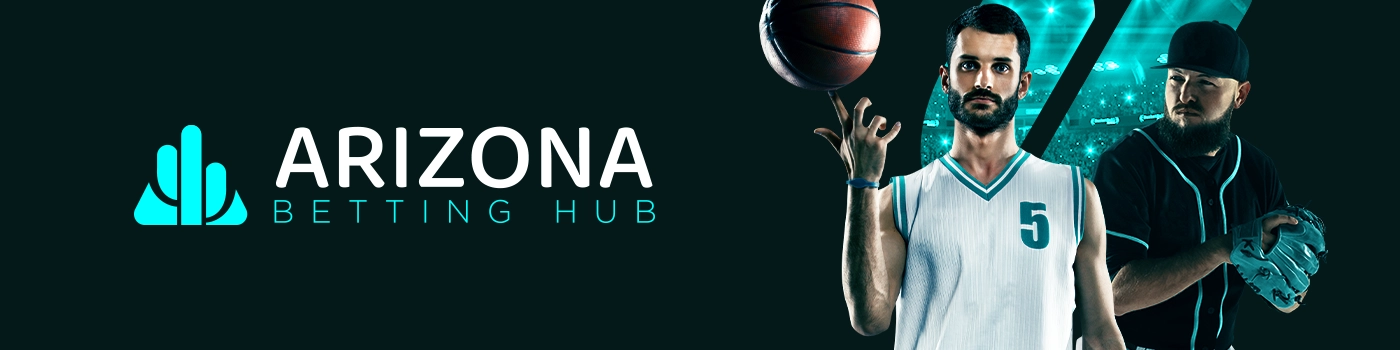 Arizona Betting Hub logo with athletes representing basketball and baseball.