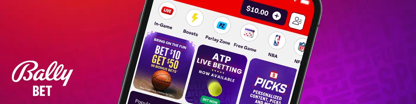 Screenshot of the Bally Bet mobile sports betting app.