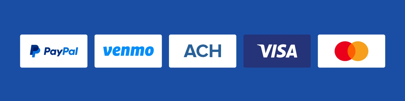 FanDuel banking methods desktop banner with logos of payment methods: PayPal, Venmo, ACH, Visa, and Mastercard