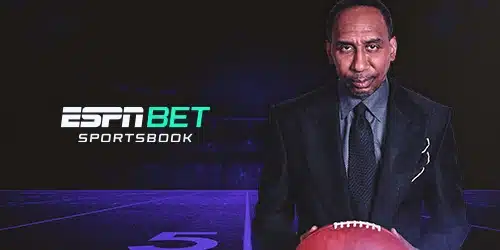 ESPN sportsbook banner showing a man in suit against a coloured background.